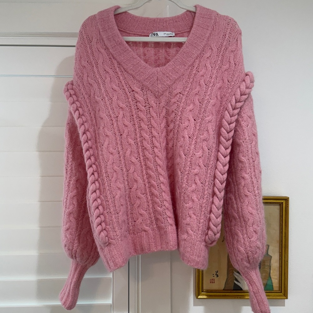 Pink Cable Knit Sweater